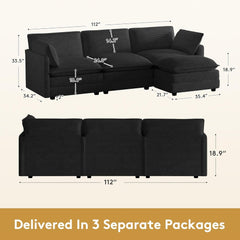 Oversized modular sofa with removable ottoman